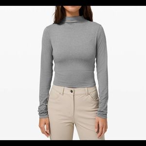 Lululemon All Aligned Mock Neck Long Sleeve Shirt (heather grey, size 10)